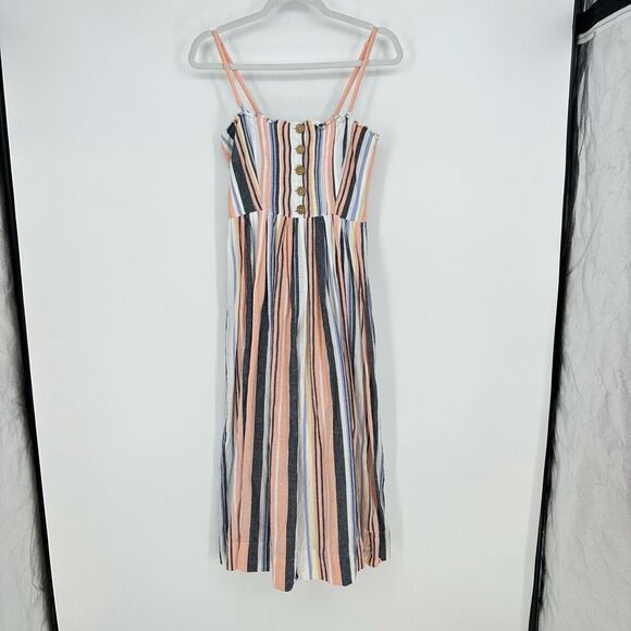 Free People Striped Midi Dress - Blue, Pink, White - Picture 4 of 12